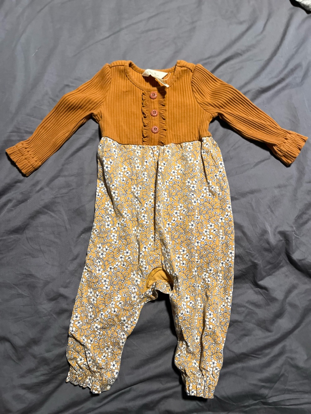 Matilda Jane Mustard Floral Button-Front Romper